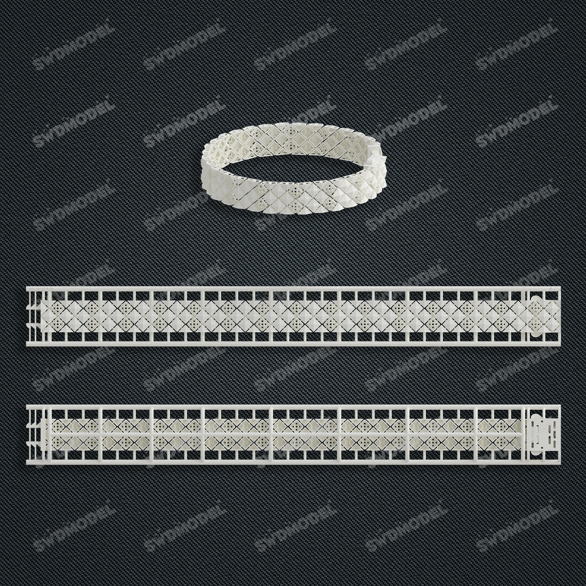 Miami Watch Band Chain Casting White Wax 3D Printing Service  SWDB-121-W10.8-01