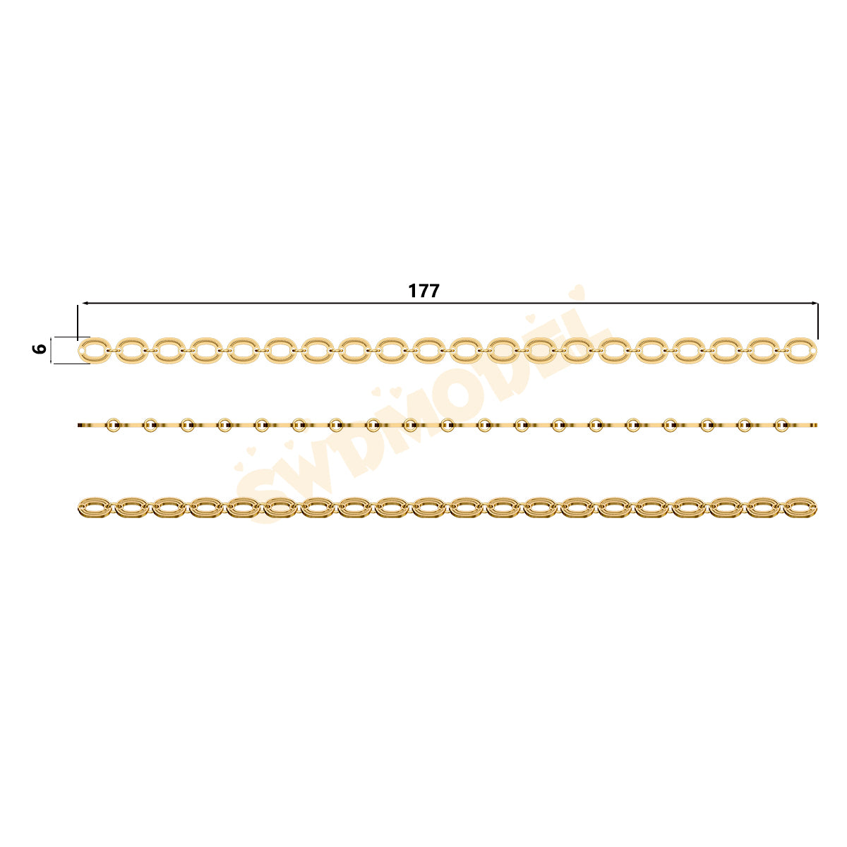 Miami Cuban Chain Casting White Wax 3D Printing Service SWDB-127-W6