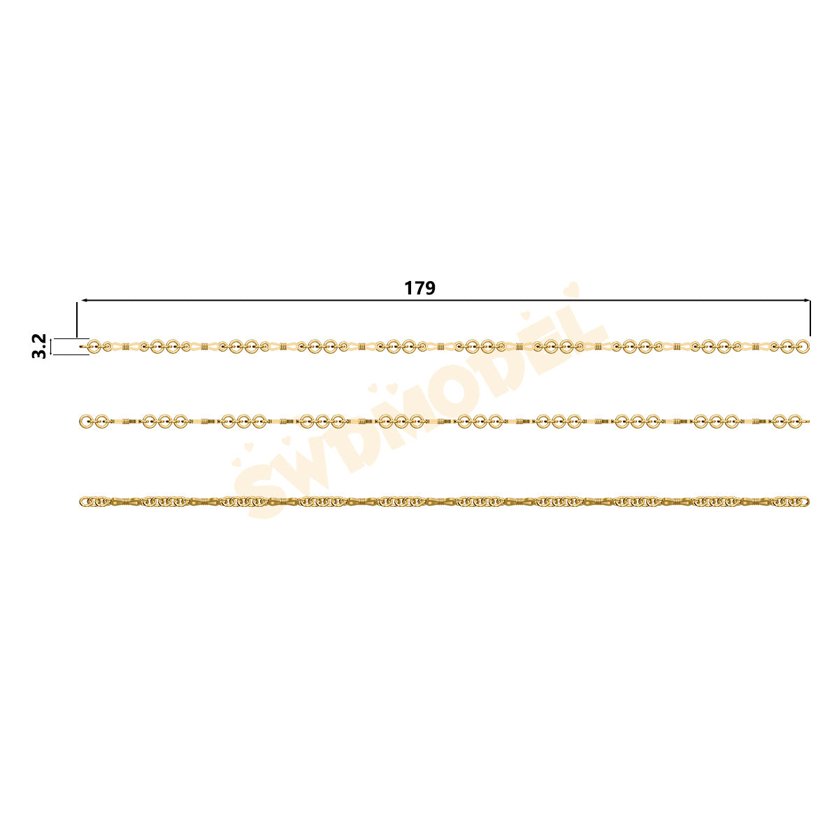 Miami Cuban Chain Casting White Wax 3D Printing Service SWDB-131-W3.2