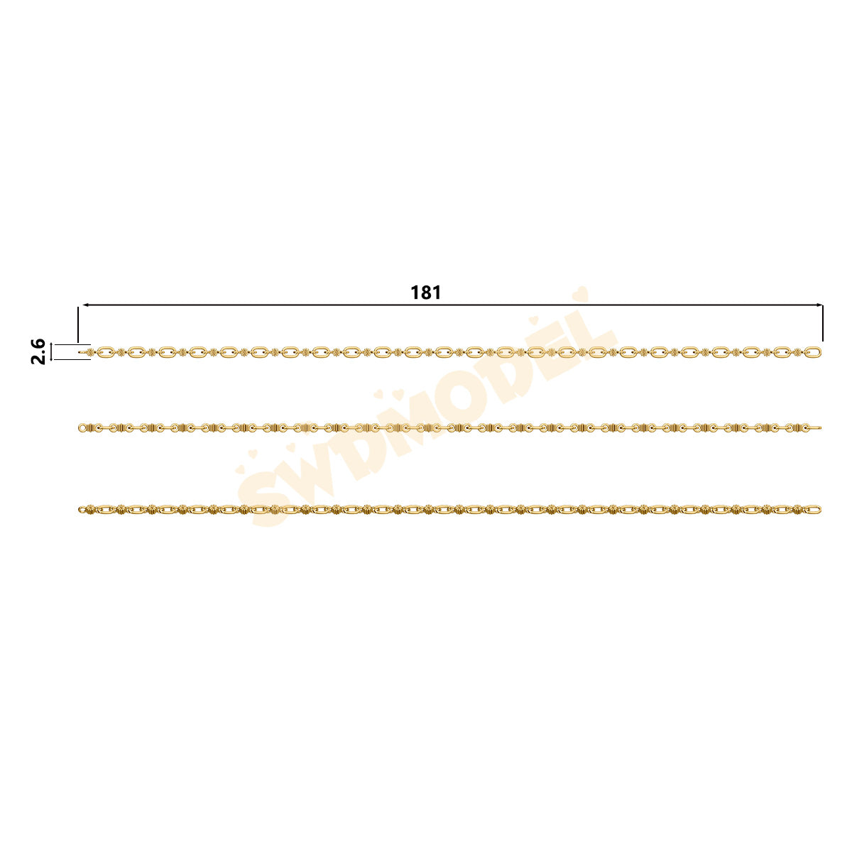 Miami Cuban Chain Casting White Wax 3D Printing Service SWDB-132-W2.6