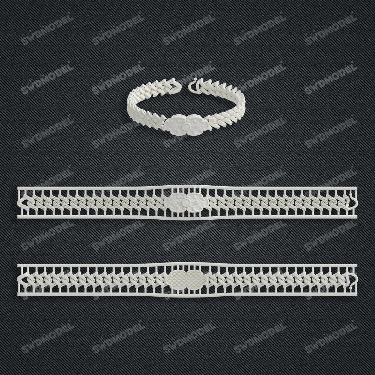 Miami Cuban Chain Casting White Wax 3D Printing Service  SWDB-138-W11-02