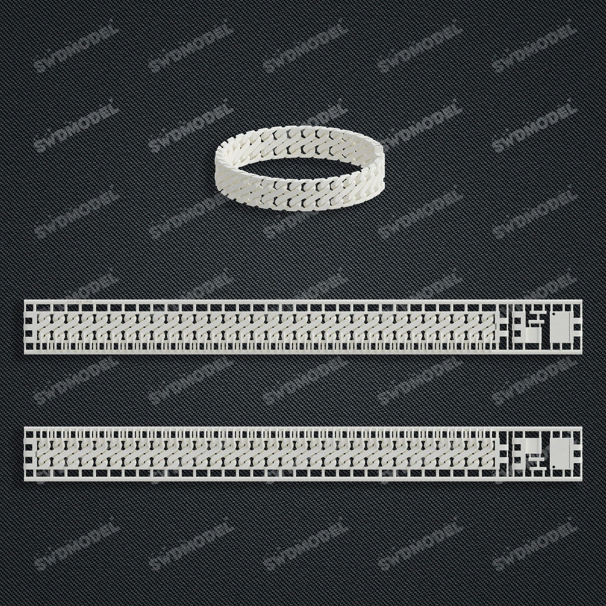 Miami Cuban Chain Casting White Wax 3D Printing Service SWDB-156-W10-013