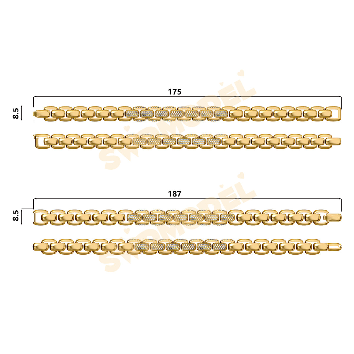 Miami Knight Chain Casting White Wax 3D Printing Service  SWDB-190-W9-01