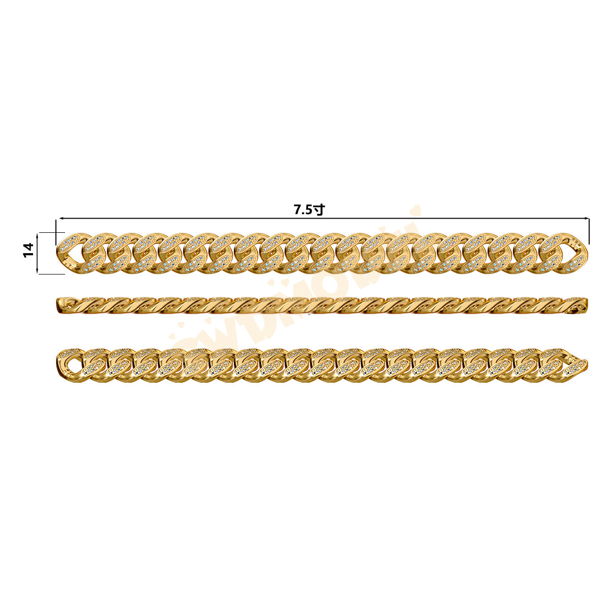 Miami Cuban Chain Casting White Wax 3D Printing Service SWDB-194-W14