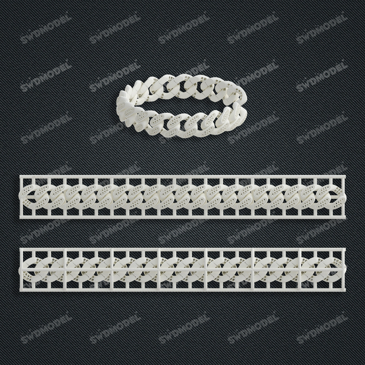 Miami Cuban Chain Casting White Wax 3D Printing Service SWDB-194-W14