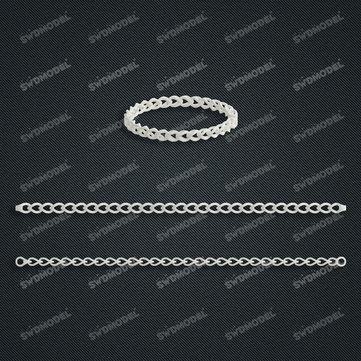 Miami Knight Chain Casting White Wax 3D Printing Service  SWDB-252-W6-05