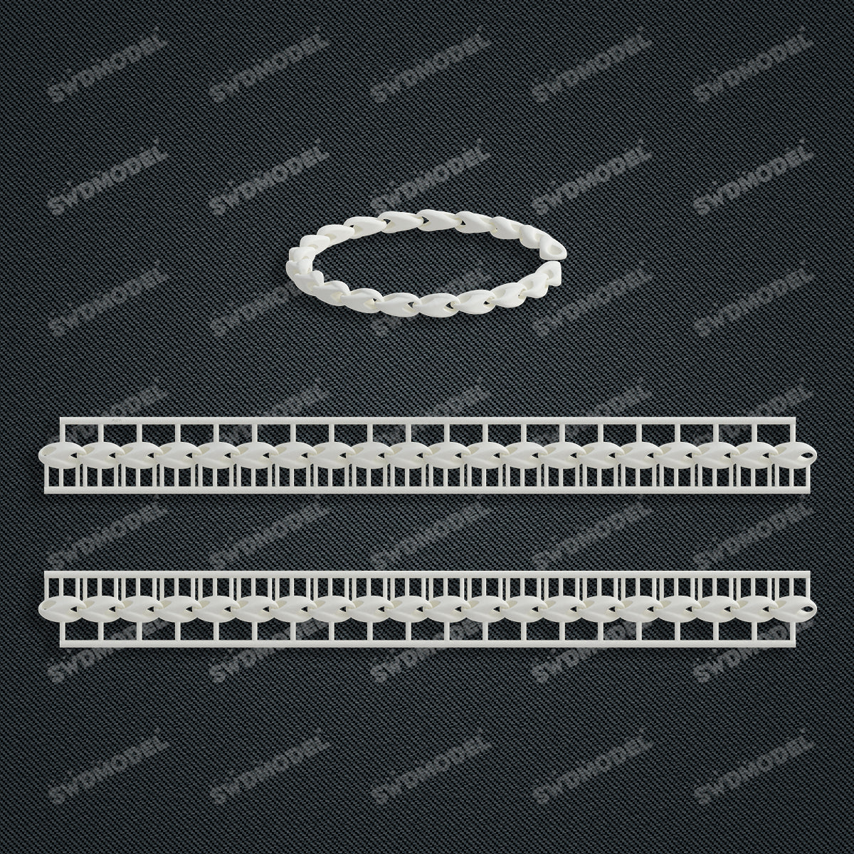 Miami Knight Chain Casting White Wax 3D Printing Service  SWDB-252-W7