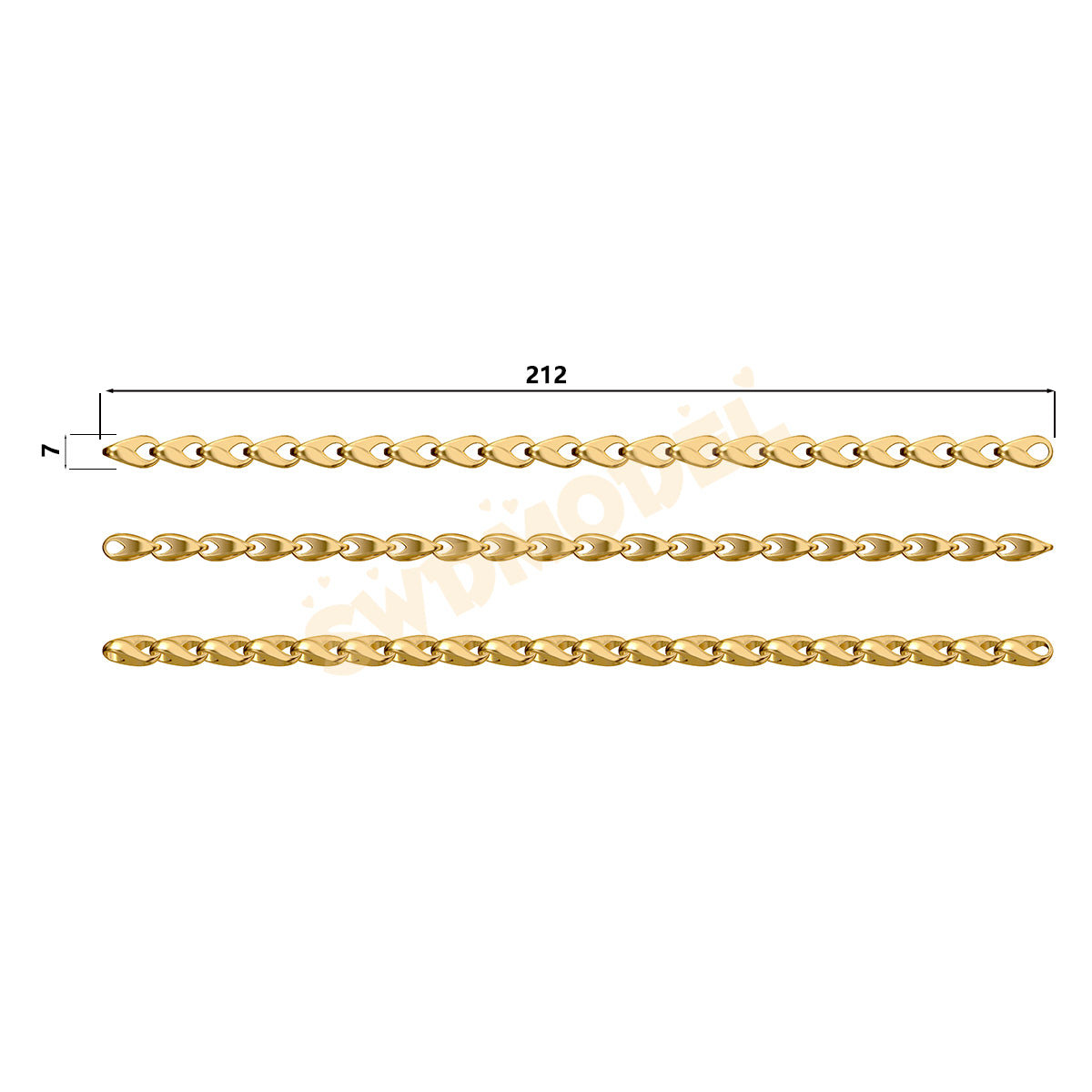 Miami Knight Chain Casting White Wax 3D Printing Service  SWDB-252-W7