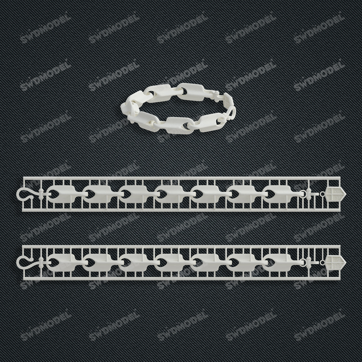 Miami Knight Chain Casting White Wax 3D Printing Service  SWDB-253-W10.5