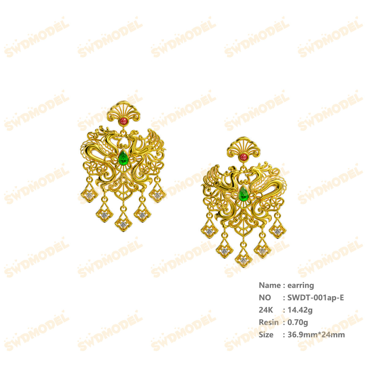 Jewelry set  Filigree Set   White Wax Casting Resin 3D Printing Service  SWDT-001ap