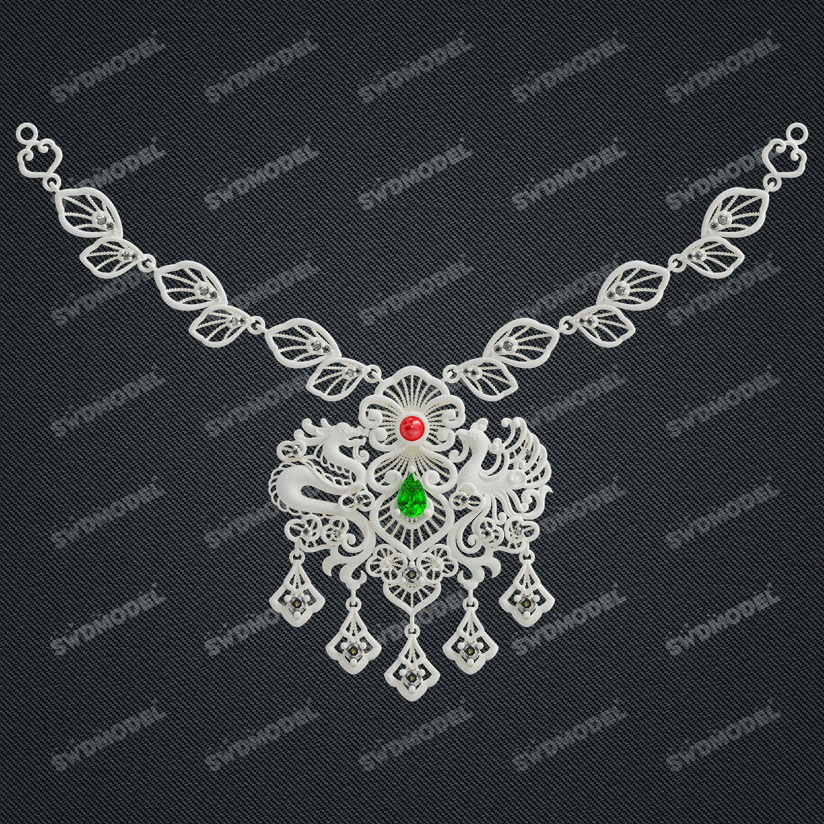 Jewelry set Filigree Necklace White Wax Casting Resin 3D Printing Service  SWDT-001ap-N