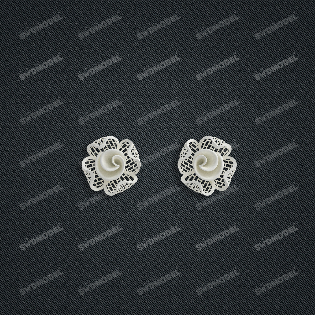 Jewelry set Filigree Earrings White Wax Casting Resin 3D Printing Service   SWE015