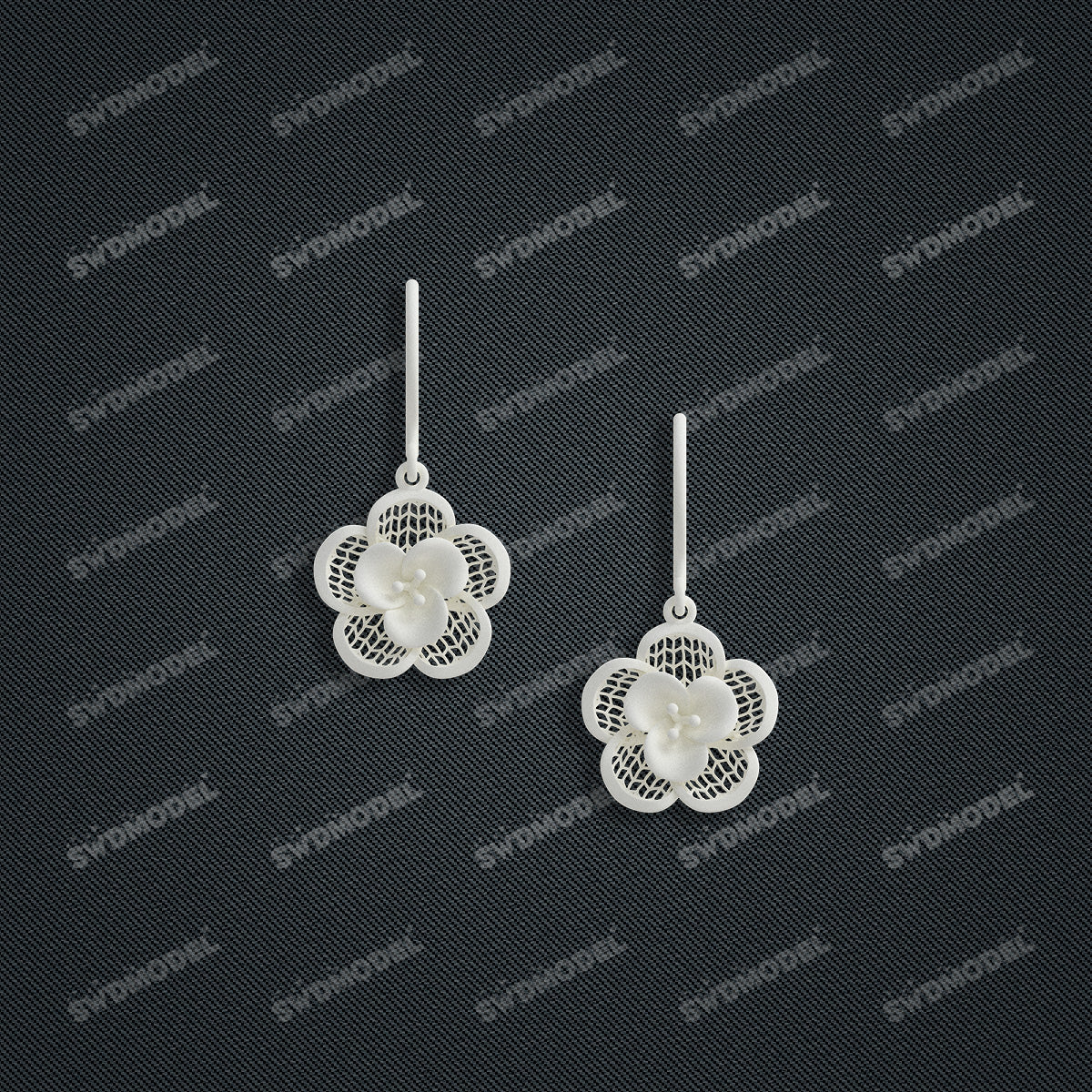 Jewelry set Filigree Earrings White Wax Casting Resin 3D Printing Service   SWE016