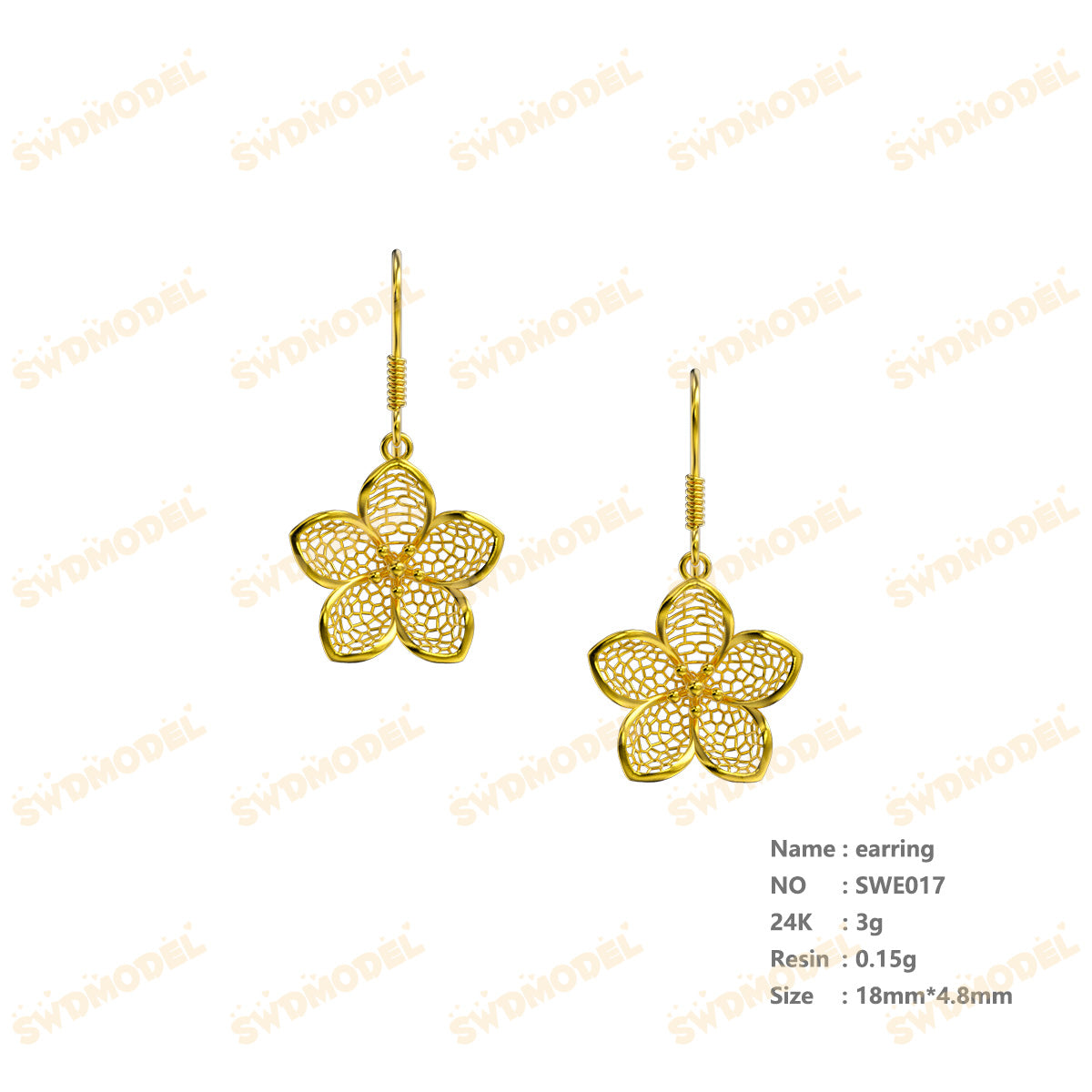 Jewelry set  Filigree Set   White Wax Casting Resin 3D Printing Service  SWT017