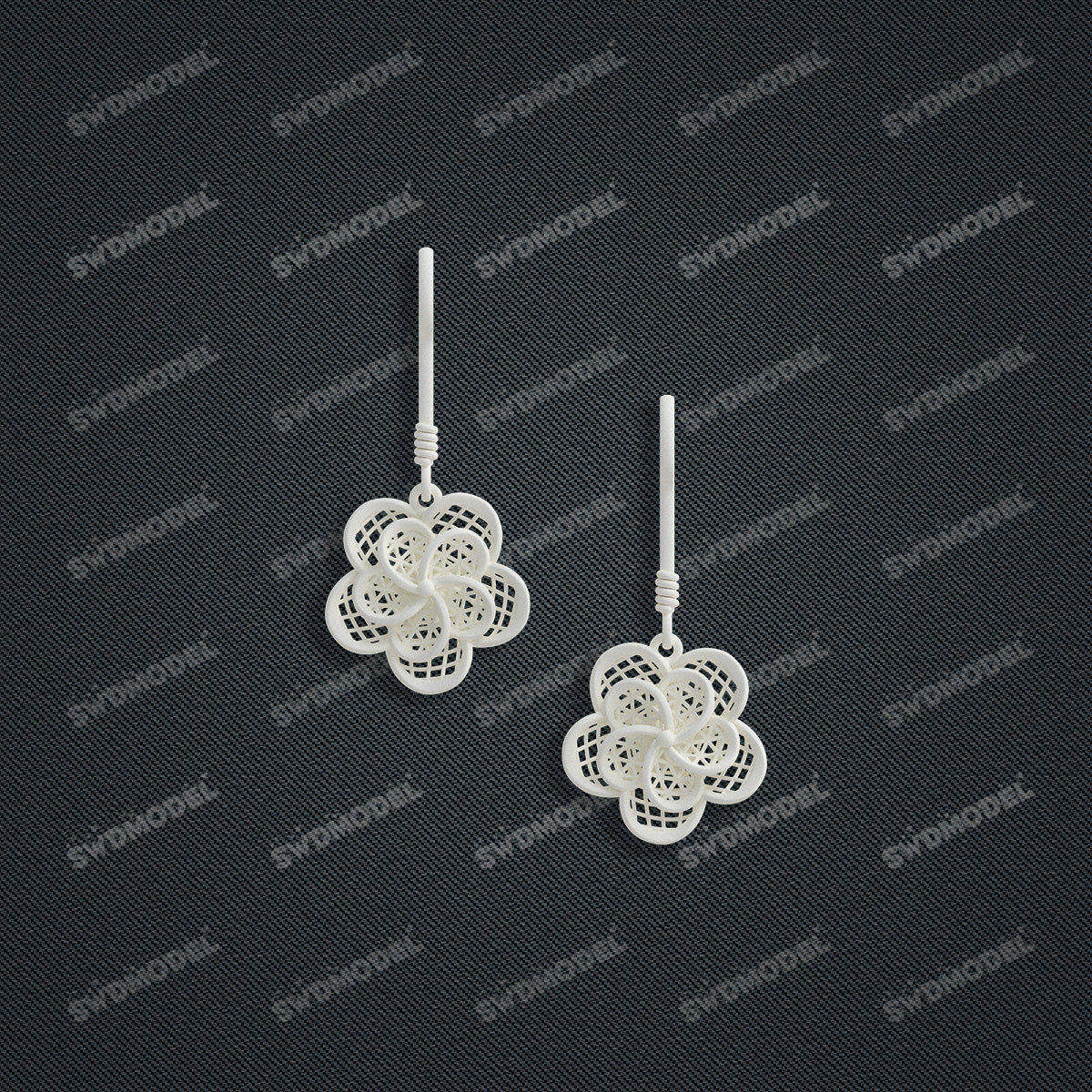 Jewelry set Filigree Earrings White Wax Casting Resin 3D Printing Service   SWE018
