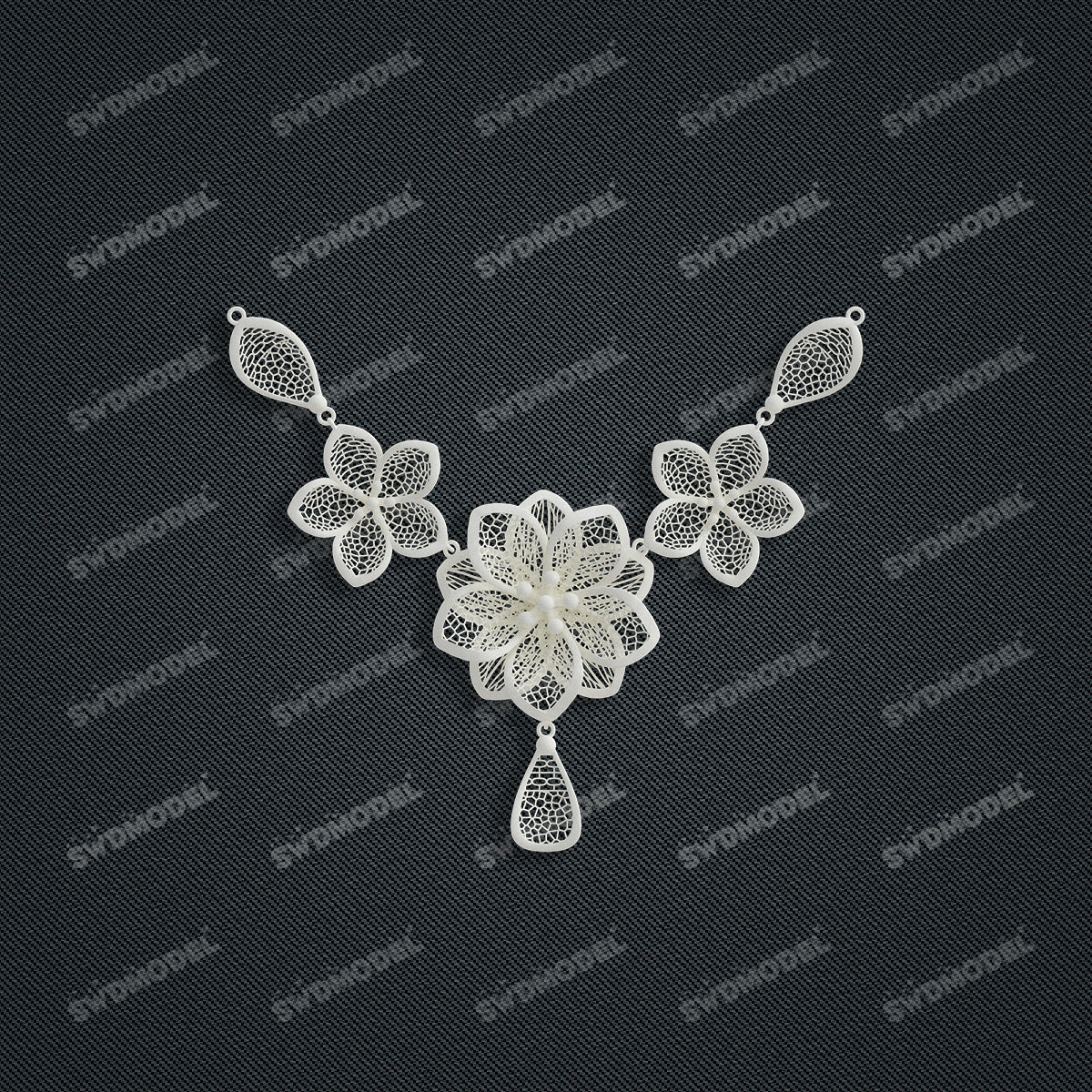 Jewelry set  Filigree Set   White Wax Casting Resin 3D Printing Service  SWT017