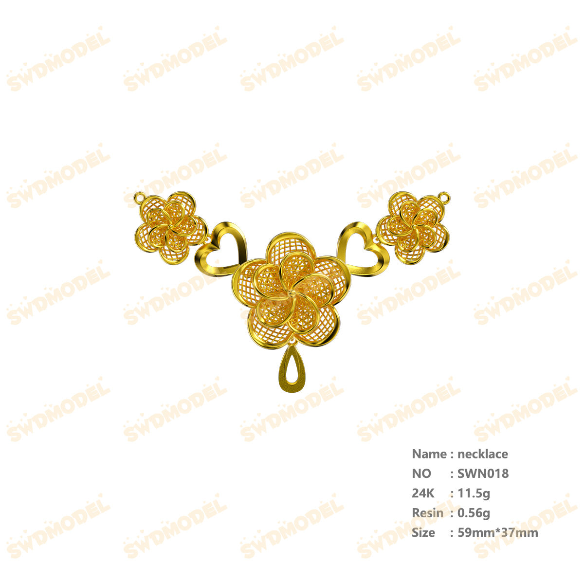 Jewelry set Filigree Necklace White Wax Casting Resin 3D Printing Service  SWN018