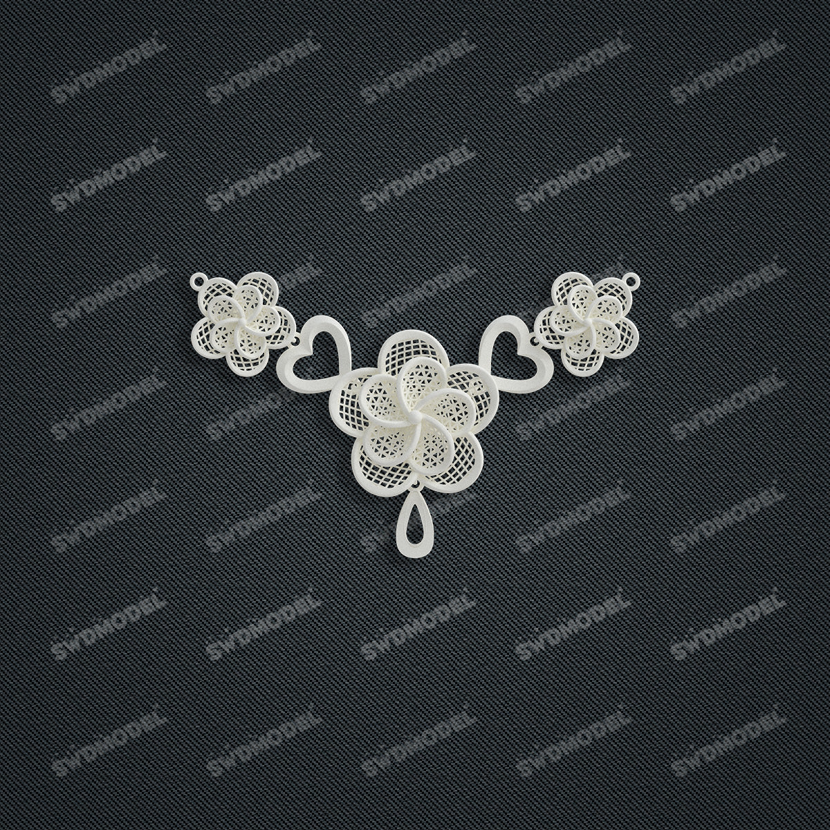 Jewelry set Filigree Necklace White Wax Casting Resin 3D Printing Service  SWN018
