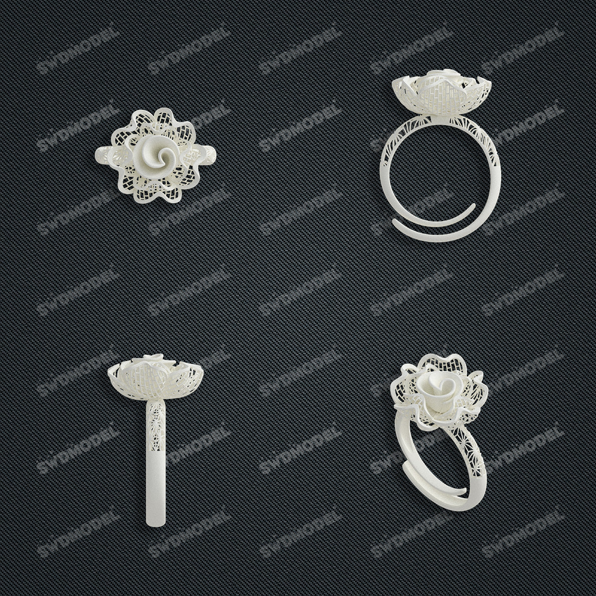 Jewelry set  Filigree Set   White Wax Casting Resin 3D Printing Service  SWT015