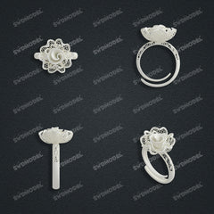 Jewelry set Filigree Ring White Wax Casting Resin 3D Printing Service  SWR015