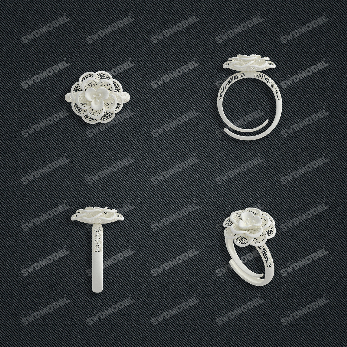 Jewelry set  Filigree Set   White Wax Casting Resin 3D Printing Service  SWT016