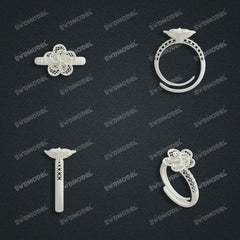 Jewelry set Filigree Ring White Wax Casting Resin 3D Printing Service  SWR018